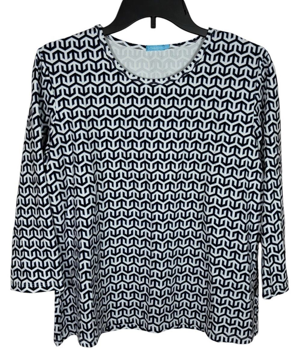 J.‎ McLaughlin Catalina Cloth Geometric Blouse Women’s Size XL 3/4 Sleeve